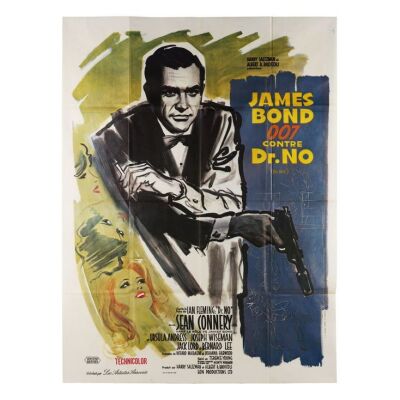 Lot # 13. French Grande, R-1970s; 47" x 63"; Very Fine-; Folded ### JAMES BOND: DR. NO (1962)
