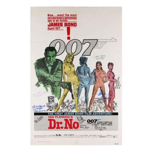 Lot # 16. Ursula Andress and Others-Autographed US One-Sheet, R-1980; 27" x 41"; Very Fine-; Folded ### JAMES BOND: DR. NO (1962)