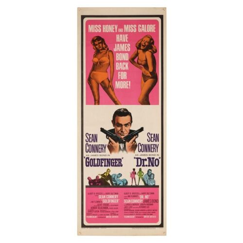 Lot # 17. US Double-Bill Insert, R-1966; 14" x 36"; Very Fine+; Rolled ### JAMES BOND: DR. NO (1962) / GOLDFINGER (1964)