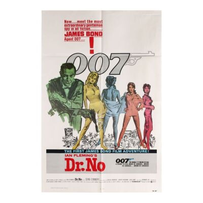 Lot # 22. US One-Sheet, R-1980; 27" x 41"; Near Mint-; Folded ### JAMES BOND: DR. NO (1962)