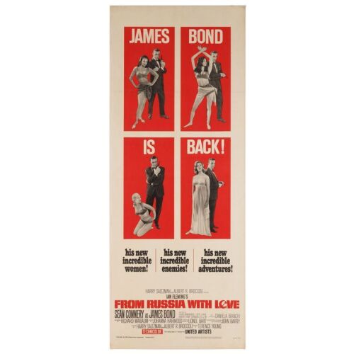 Lot # 28. US Insert, 1964 (First Release); 14" x 36"; Very Fine+; Linen-Backed ### JAMES BOND: FROM RUSSIA WITH LOVE (1963)