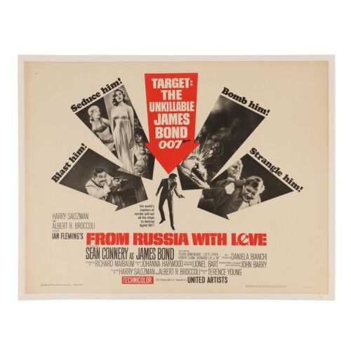 Lot # 40. US Half-Sheet, 1964 (First Release); 28" x 22"; Very Fine+; Linen-Backed ### JAMES BOND: FROM RUSSIA WITH LOVE (1963)