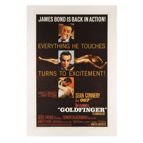 Lot # 47. US One Sheet, 1964; 27" x 41"; Very Fine+; Linen-Backed ### JAMES BOND: GOLDFINGER (1964)