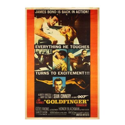 Lot # 50. US 40 x 60 (Style Y), 1964; 40" x 60"; Good-; Rolled ### JAMES BOND: GOLDFINGER (1964)