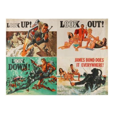 Lot # 64. Uncut British Advance Quad, 1965; 40" x 30"; Very Fine; Rolled ### JAMES BOND: THUNDERBALL (1965)