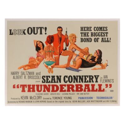 Lot # 65. British Quad, 1965; 40" x 30"; Fair+; Linen-Backed ### JAMES BOND: THUNDERBALL (1965)