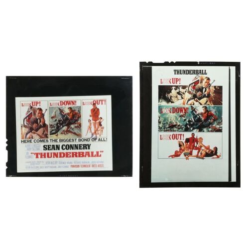 Lot # 69. Pair of Transparencies for US One-Sheet Artwork and US Half-Sheet; 5" x 4"; Fine; Flat ### JAMES BOND: THUNDERBALL (1965)