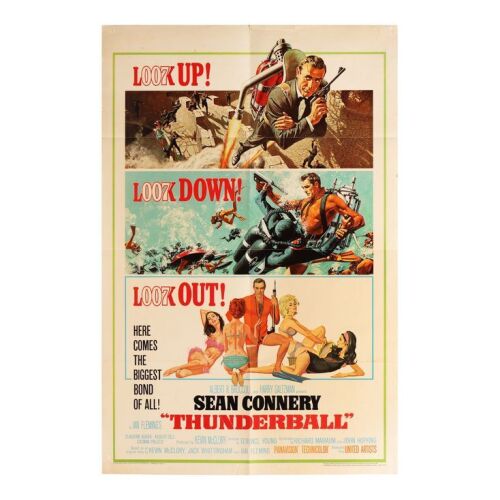 Lot # 75. US One-Sheet, 1965; 27" x 41"; Good-; Folded ### JAMES BOND: THUNDERBALL (1965)