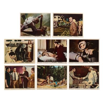 Lot # 77. Set of Eight British Front of House Cards, 1965; 10" x 8"; Fine+; Flat ### JAMES BOND: THUNDERBALL (1965)