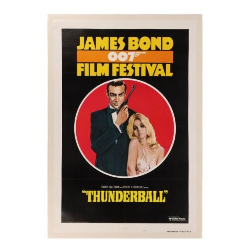 Lot # 80. US Film Festival One-Sheet (Style B), R-1975; 27" x 41"; Very Fine-; Linen-Backed ### JAMES BOND: THUNDERBALL (1965)