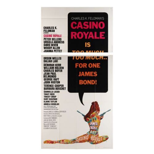 Lot # 90. US Three-Sheet, 1967; 41" x 79" (approx.); Very Fine-; Folded ### JAMES BOND: CASINO ROYALE (1967)
