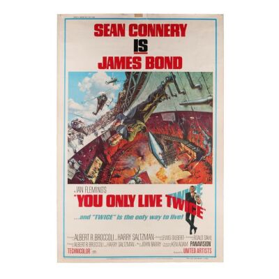 Lot # 107. US 40 x 60, 1967; 40" x 60"; Very Good+; Rolled ### JAMES BOND: YOU ONLY LIVE TWICE (1967)