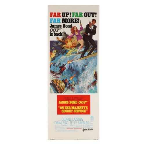 Lot # 124. US Insert, 1969; 14" x 36"; Very Fine+; Linen-Backed ### JAMES BOND: ON HER MAJESTY'S SECRET SERVICE (1969)