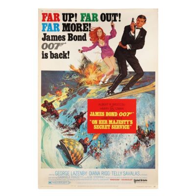Lot # 128. US 40 x 60, 1969; 40" x 60"; Fine+; Rolled ### JAMES BOND: ON HER MAJESTY'S SECRET SERVICE (1969)