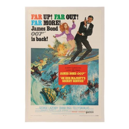 Lot # 129. US One-Sheet (Style B), 1969; 27" x 41"; Fine-; Linen-Backed ### JAMES BOND: ON HER MAJESTY'S SECRET SERVICE (1969)