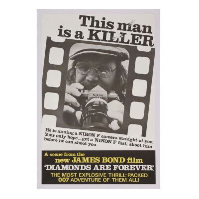 Lot # 141. British Nikon Tie-In Double-Crown, 1971; 20" x 30"; Very Good+; Rolled ### JAMES BOND: DIAMONDS ARE FOREVER (1971)