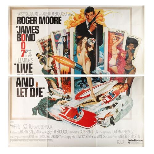 Lot # 156. US Six-Sheet (East Hemi), 1973; 77" x 78.5" (approx.); Fine-; Folded ### JAMES BOND: LIVE AND LET DIE (1973)
