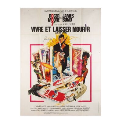 Lot # 158. Roger Moore-Autographed French Grande, R-1980s; 47" x 63"; Fine+; Folded ### JAMES BOND: LIVE AND LET DIE (1973)