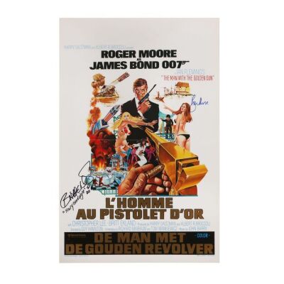 Lot # 179. Roger Moore and Britt Ekland-Autographed Belgian Poster, 1974; 14" x 21.25"; Very Fine+; Folded ### JAMES BOND: THE MAN WITH THE GOLDEN GUN (1974)