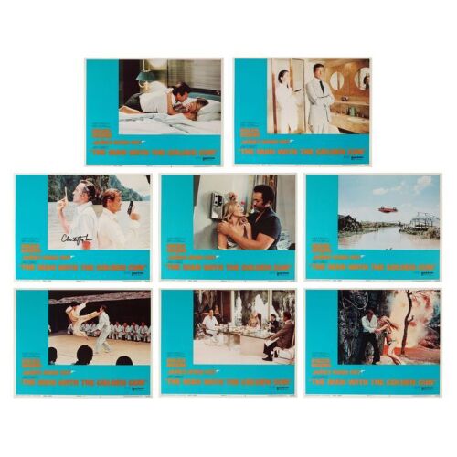 Lot # 181. Christopher Lee-Autographed Set of Eight US Lobby Cards (West Hemi), 1974; 14" x 11"; Near Mint; Flat ### JAMES BOND: THE MAN WITH THE GOLDEN GUN (1974)