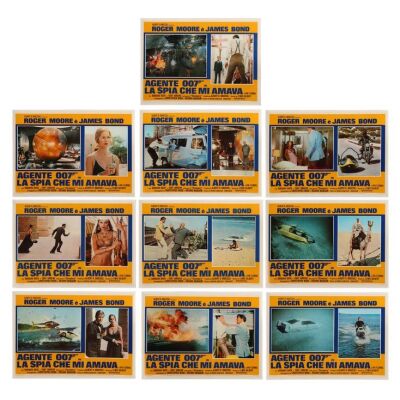 Lot # 200. Ten Italian Photobustas, 1977; 26" x 18"; Very Fine; Linen-Backed ### JAMES BOND: THE SPY WHO LOVED ME (1977)