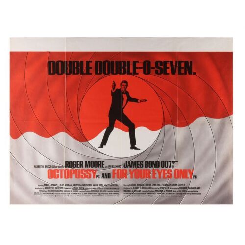 Lot # 223. British Double-Bill Quad, R-1984; 40" x 30"; Very Fine; Folded ### JAMES BOND: FOR YOUR EYES ONLY (1981) / OCTOPUSSY (1983)