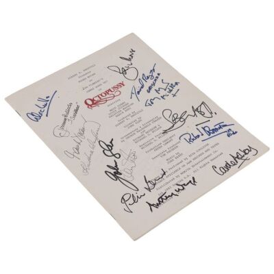 Lot # 228. Roger Moore, Maud Adams, Steven Berkoff, John Glen, Cast and Crew-Autographed Press Brochure ### JAMES BOND: OCTOPUSSY (1983)