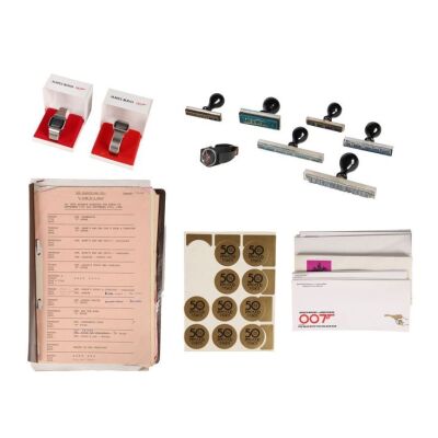 Lot # 242. A View To A Kill Shooting Schedule, Collection of Production Envelopes and Stamps, and Three Promotional Watches ### JAMES BOND FRANCHISE (1962-PRESENT)
