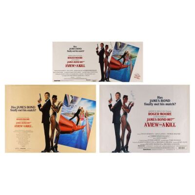 Lot # 252. Two British Quads and Promo Poster, 1985; 40" x 30"; Very Fine- to Near Mint-; Rolled ### JAMES BOND: A VIEW TO A KILL (1985)