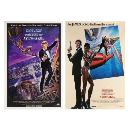 Lot # 254. Two US One-Sheets, 1985; 27" x 41" and 27" x 40"; Fine+ to Very Fine; Rolled ### JAMES BOND: A VIEW TO A KILL (1985)