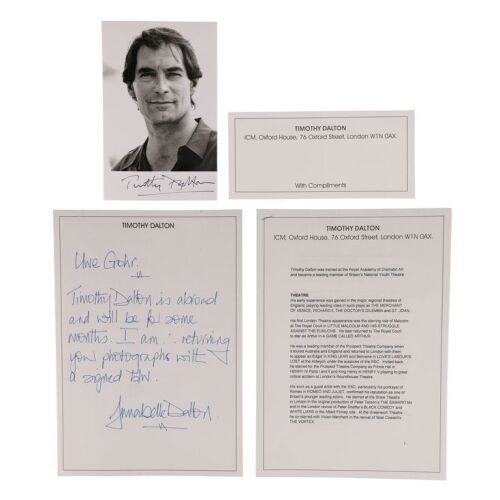 Lot # 275. Timothy Dalton-Autographed Photograph with Letter ### JAMES BOND FRANCHISE (1962-PRESENT)