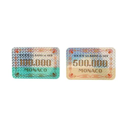 Lot # 279. 100,000 and 500,000 Monaco Casino Chips ### JAMES BOND: GOLDENEYE (1995)