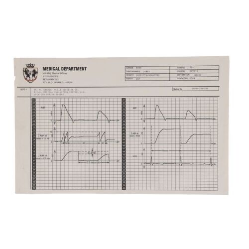 Lot # 312. James Bond's (Pierce Brosnan) Medical Report Page ### JAMES BOND: DIE ANOTHER DAY (2002)
