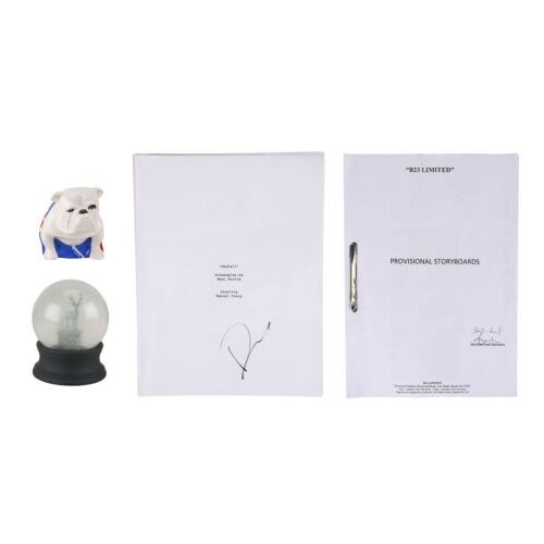 Lot # 364. Daniel Craig-Autographed Reproduction Script with Bound Storyboards, Royal Doulton Bulldog and Snow Globe ### JAMES BOND: SKYFALL (2012)