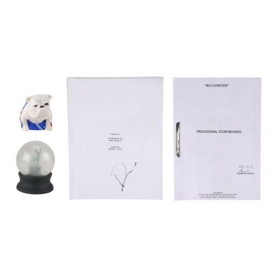 Lot # 364. Daniel Craig-Autographed Reproduction Script with Bound Storyboards, Royal Doulton Bulldog and Snow Globe ### JAMES BOND: SKYFALL (2012)