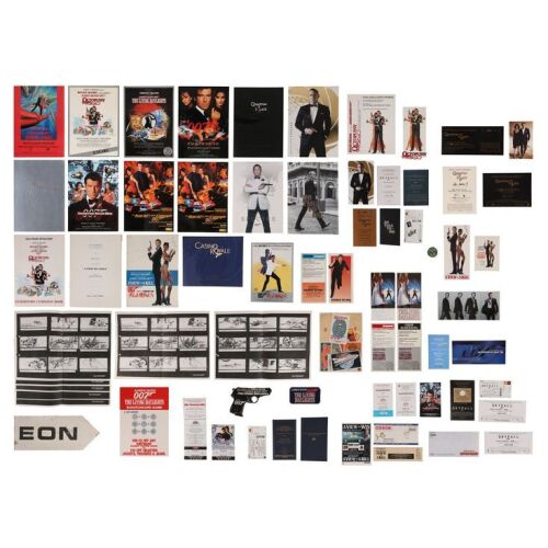 Lot # 392. Timothy Dalton and Cubby Broccoli-Autographed Premiere Tickets, Collection of Premiere Programmes, Invites, Tickets, Storyboards, and Assorted Merchandising Materials ### JAMES BOND FRANCHISE (1962-PRESENT)