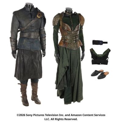 Lot # 219. Alanna Mosvani and Maksim's Two Rivers Battle Costumes ### WHEEL OF TIME, THE (T.V. SERIES, 2021-2023)