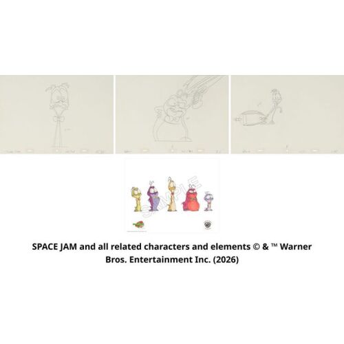 Lot #14: Are We There Yet?, A Set of 3 Original Production Clean Up Drawings, with "Nerdlucks Color" Fine Art Giclee, Sc. 24/24 ### SPACE JAM (1996)