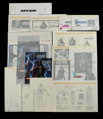 Lot # 165 - Darth Vader Model Figure Kit Proofs and Hand-Drawn Concept Art