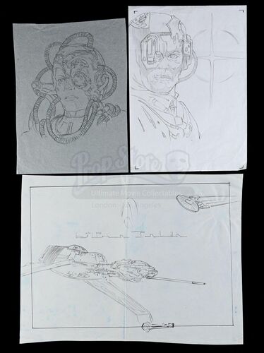 Lot # 554 - Hand-Drawn Original Packaging Design Pencil Artwork (2 Borg + Klingon Bird of Prey)