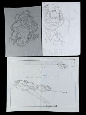 Lot # 554 - Hand-Drawn Original Packaging Design Pencil Artwork (2 Borg + Klingon Bird of Prey)
