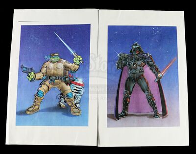 Lot # 590 - Teenage Mutant Ninja Turtles/Star Wars Crossover Printed Artwork