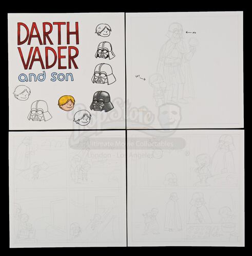 Lot # 704 - Hand-Drawn Darth Vader and Son Sketches