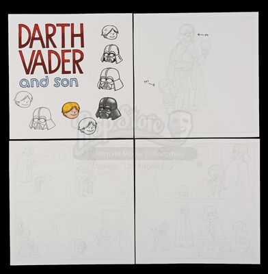 Lot # 704 - Hand-Drawn Darth Vader and Son Sketches