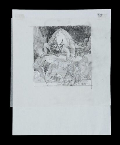 Lot # 705 - Hand-Drawn Ralph McQuarrie Concept Sketch - Krayt in Cave