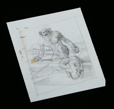Lot # 706 - Hand-Drawn Ralph McQuarrie Concept Sketch - Wampa And Tauntaun
