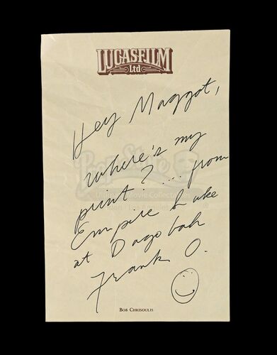 Lot # 709 - Hand-Written Frank Oz Lucasfilm Memo