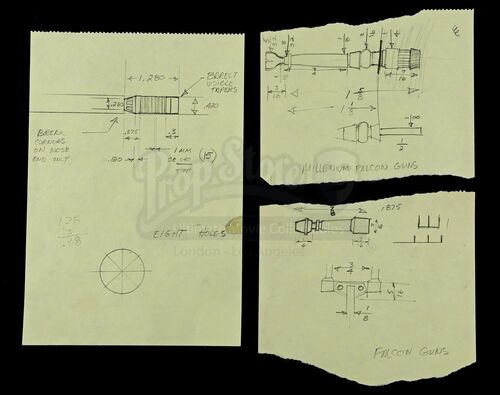 Lot # 722 - Hand-Drawn Charlie Bailey Millennium Falcon Gun Drawings